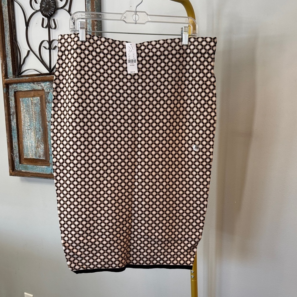 New York & Company Black and White Patterned Pencil Skirt NWT XL